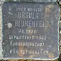 Stolperstein für Ursula Blumenfeld (Robert-Heuser-Straße 3)