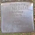 Stolperstein für Bertha Barmé (Werderstraße 5)