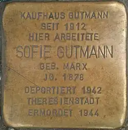 Stolperstein für Sofie Gutmann, geb. Marx