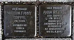 Stolpersteine für Martha Fanny Coppel und Anna Reiche