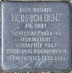 Stolperstein für Heinrich Benz