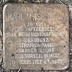Stolperstein vor dem Haus Tiefendick 6
