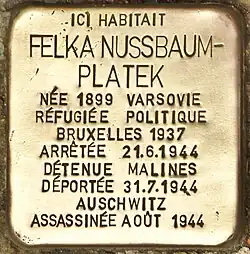 Stolperstein für seine Frau Felka Nussbaum-Platek