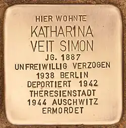 Stolperstein Katharina Veit Simon, Gransee