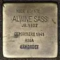Stolperstein für Alwine Sass (Elsaßstraße 59)