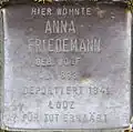 Stolperstein für Anna Friedemann (Kaesenstraße 24)