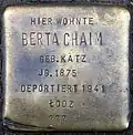 Stolperstein für Berta Chaim (Dasselstraße 47)