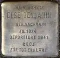 Stolpersteine Köln, Else Benjamin (Rolandstraße 63)