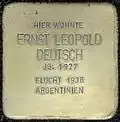 Stolperstein für Ernst Leopold Deutsch (Roonstraße 52)