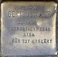 Stolperstein für Gertrud Adler (Eifelstraße 27)
