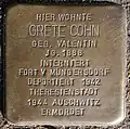 Stolperstein für Grete Cohn (Mainzer Straße 31)