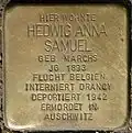 Stolperstein für Hedwig Anna Samuel (Hohenstaufenring 74–76)