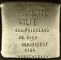 Stolperstein für Henriette Wolff (Kurfürstenstraße 18)