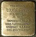 Stolperstein für Louise Frank (Jahnstraße 20)
