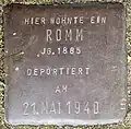 Stolperstein für ein Romm, Stein-Nr. 112 (Holzmarkt 1)