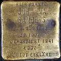 Stolperstein für Johanna Sanders (Heinsbergstraße 22)