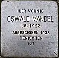 Stolperstein für Oswald Mandel (Lungengasse 41)