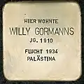 Stolperstein für Willy Gormanns (Uhlandstraße 50)