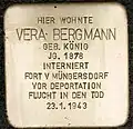 Stolperstein für Vera Bergmann (Gleueler Straße 113)