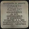 Stolperstein für Elisabeth Kuznitzky, Mohrenstraße 26 Köln-Altstadt-Nord