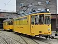 Die Schleifwagen 2002 und 2003 im Hof des Straßenbahnmuseums