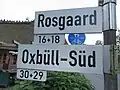 Straßenschilder Oxbüll-Süd und Rosgaard