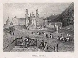 Einsiedeln, Stahlstich von Streb, um 1850