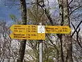 Der Wanderwegweiser auf dem Gipfel