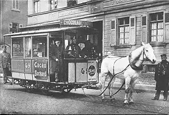 „Querlinie“ der Pferdebahn in der Böblinger Straße in Heslach, um 1893