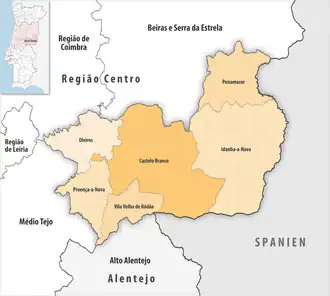 Karte der Subregion Beira Baixa