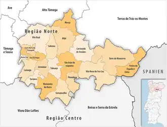 Karte der Subregion Douro (Subregion)