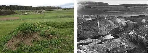 Blick nach Nordosten, in der Aufnahme 1933 der Bogen der Ringmauer