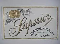 Bieretikett des Cerveza Superior aus der Zeit, als es noch von der historischen Moctezuma-Brauerei gebraut wurde.
