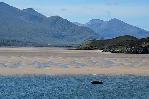 Südende des Kyles bei Ebbe, im Hintergrund Cranstackie und Foinaven