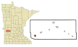 Lage von Appleton im Swift County (rechts) und in Minnesota (links)