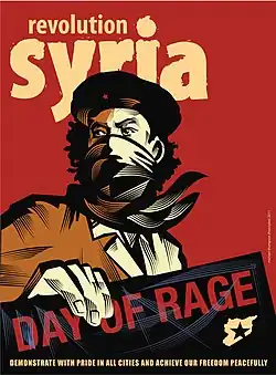 Plakat zum Bürgerkrieg in Syrien