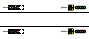 Einem System-N-Signal folgt ein Einfahrsignal vom Typ L.