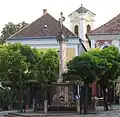 Pestsäule auf dem Fő tér (Hauptplatz)