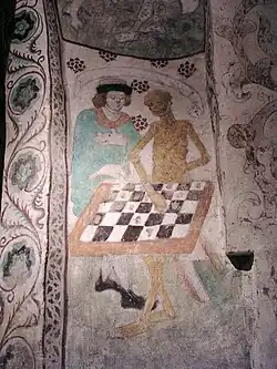 Der Tod spielt Schach in der Kirche von Täby (Täby kyrka)