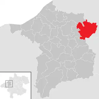 Lage der Gemeinde Taiskirchen im Innkreis im Bezirk Ried im Innkreis (anklickbare Karte)