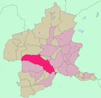 Lage Takasakis in der Präfektur