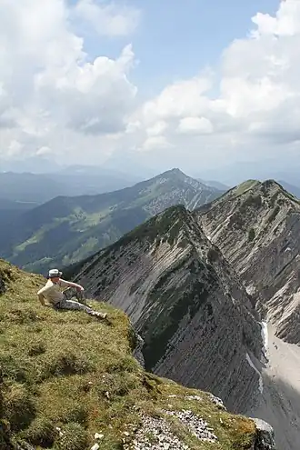 Westblick vom Gipfel des Sonntagshorns (1961 m) auf Hirscheck (1882 m), Vorderlahnerkopf und Reifelberg (1883 m)