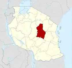 Lage der Region Dodoma in Tansania