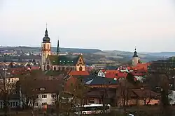 Blick über die Tauberbischofsheimer Altstadt mit dem Türmersturm im Hintergrund