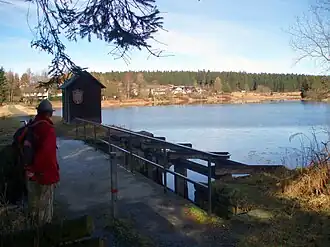 Sumpfteich mit Staudamm von Südosten, im Hintergrund Buntenbock, Februar 2008