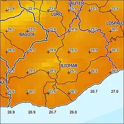 Jahresdurchschnitts-temperatur (2000)[9]