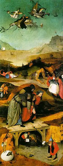 The left panel: The Flight and Failure of St. Anthony