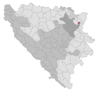 Lage der Gemeinde Teočak in Bosnien und Herzegowina (anklickbare Karte)
