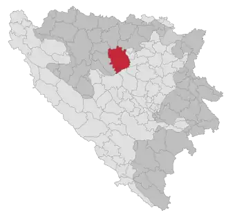 Lage der Gemeinde Teslić in Bosnien und Herzegowina (anklickbare Karte)