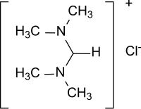 Strukturformel von N,N,N′,N′-Tetramethylformamidiniumchlorid